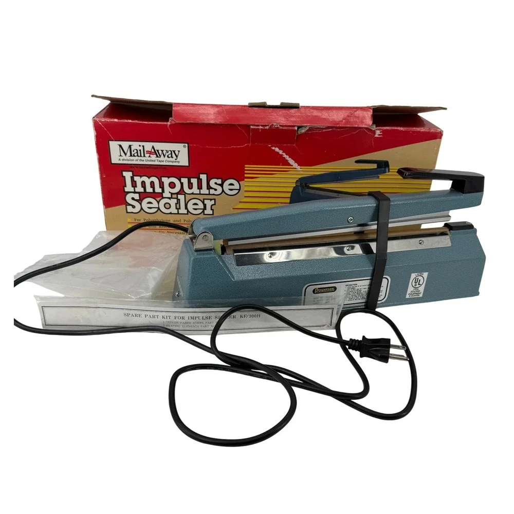 MailAway Powerseal Impulse Sealer KF-300H Blue‎ Heat Sealer with Spare Parts Box